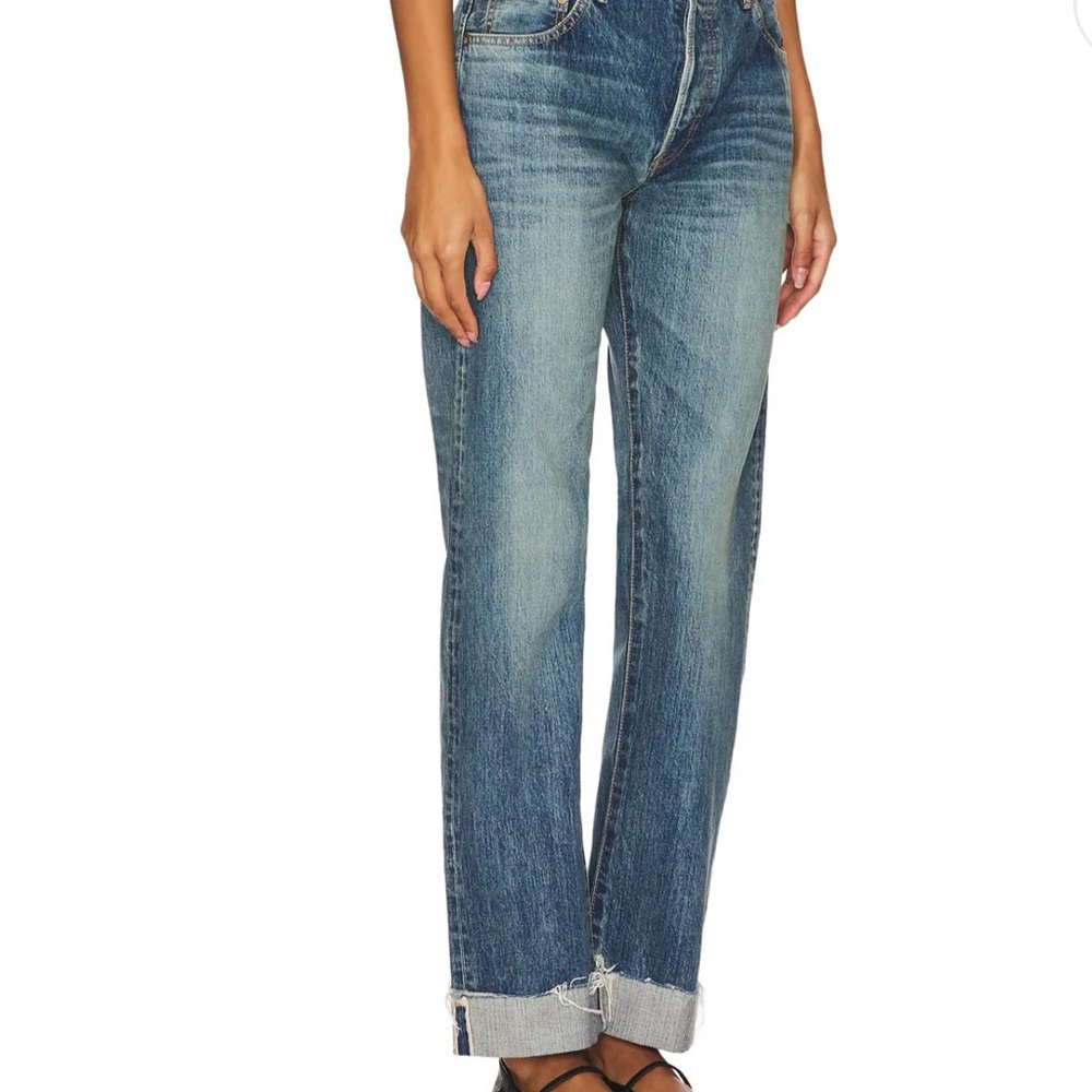 Moussy Women's Mid Blue Straight-Leg Jeans